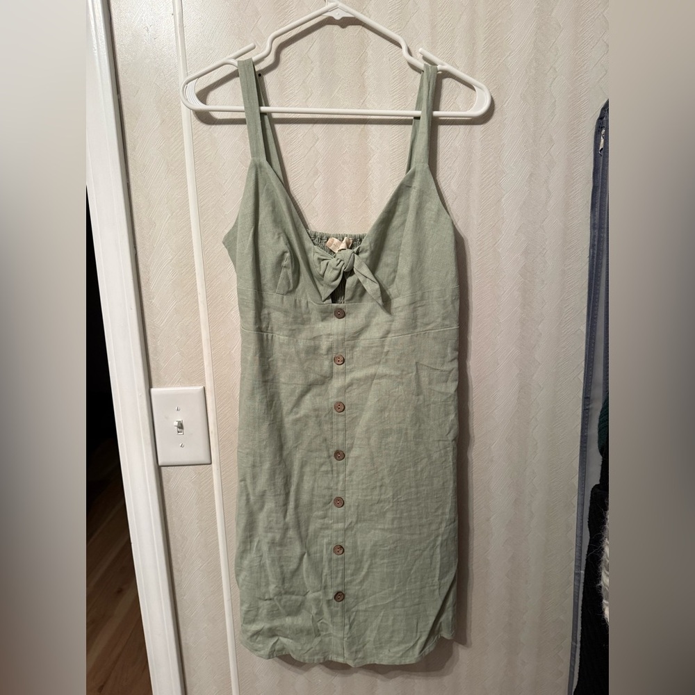 Altar'd State Sage Green Mini Dress with Bow